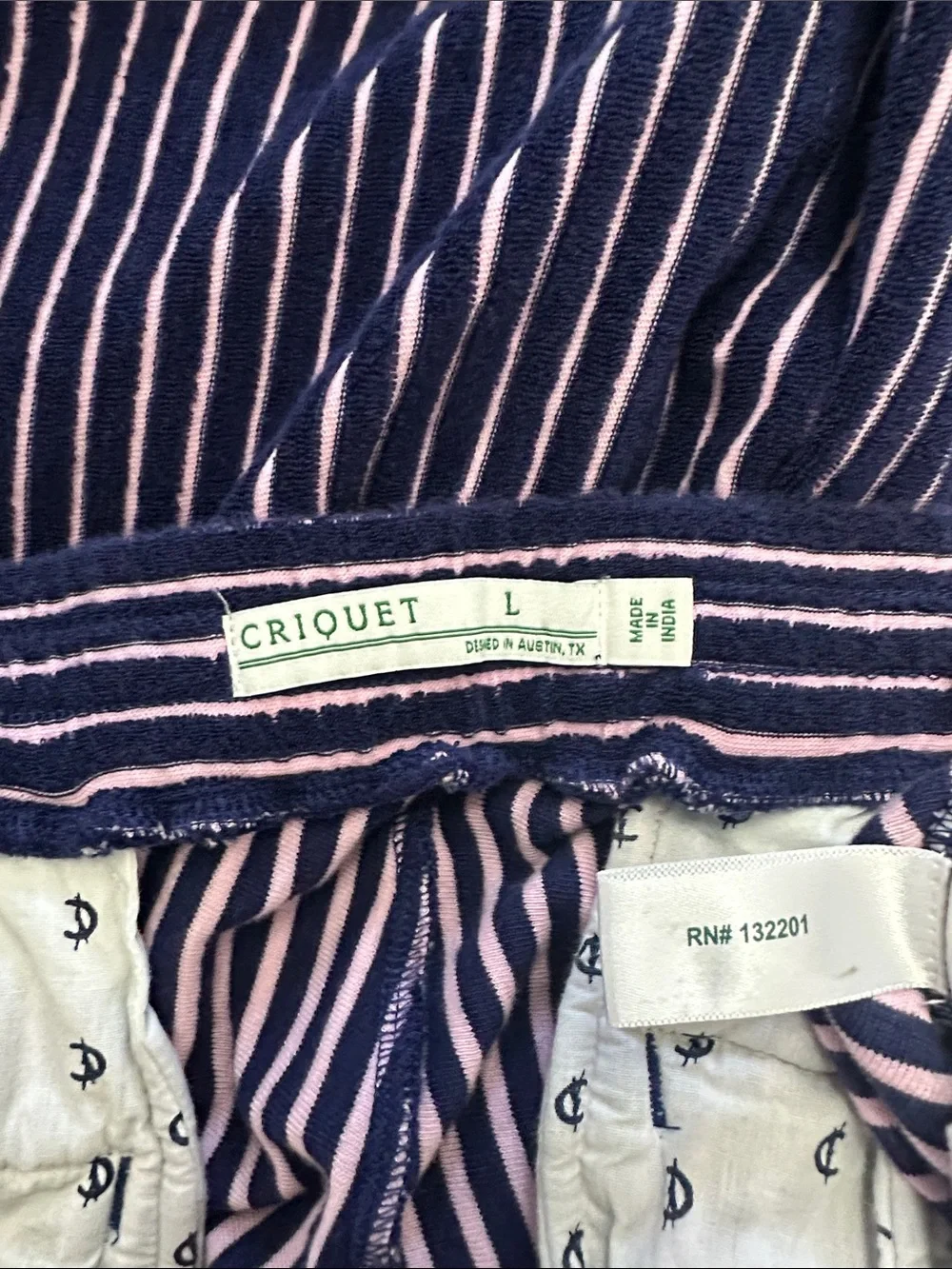 Criquet Navy & Pink Striped Knit Drawstring Shorts Men's Size L